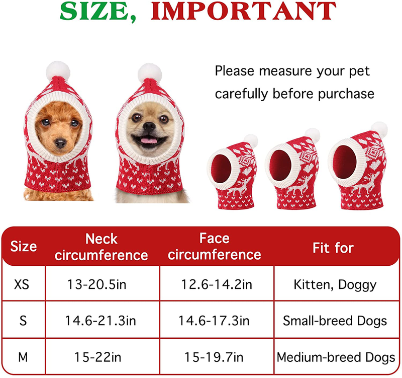 Pawaboo Christmas Pet Hat, Funny Knitted Pets Cap with Pompon, Cute Crocheted Snood Winter Warm Pet Hat, Neck Ear Warmer Hood Warm Scarf Xmas Decoration Santa Hat for Medium Dogs Animals & Pet Supplies > Pet Supplies > Dog Supplies > Dog Apparel Pawaboo   
