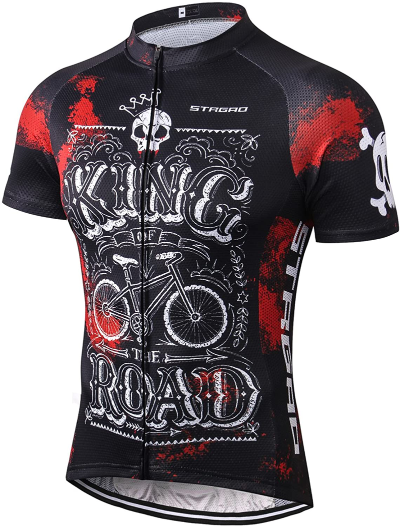 MR Strgao Men's Cycling Jersey Bike Short Sleeve Shirt Sporting Goods > Outdoor Recreation > Cycling > Cycling Apparel & Accessories Mengliya King of the Road Large 