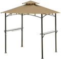 Ontheway 5FT x 8FT Double Tiered Replacement Canopy Grill BBQ Gazebo Roof Top Gazebo Replacement Canopy Roof (Light Brown) Home & Garden > Lawn & Garden > Outdoor Living > Outdoor Structures > Canopies & Gazebos ontheway Light Brown  