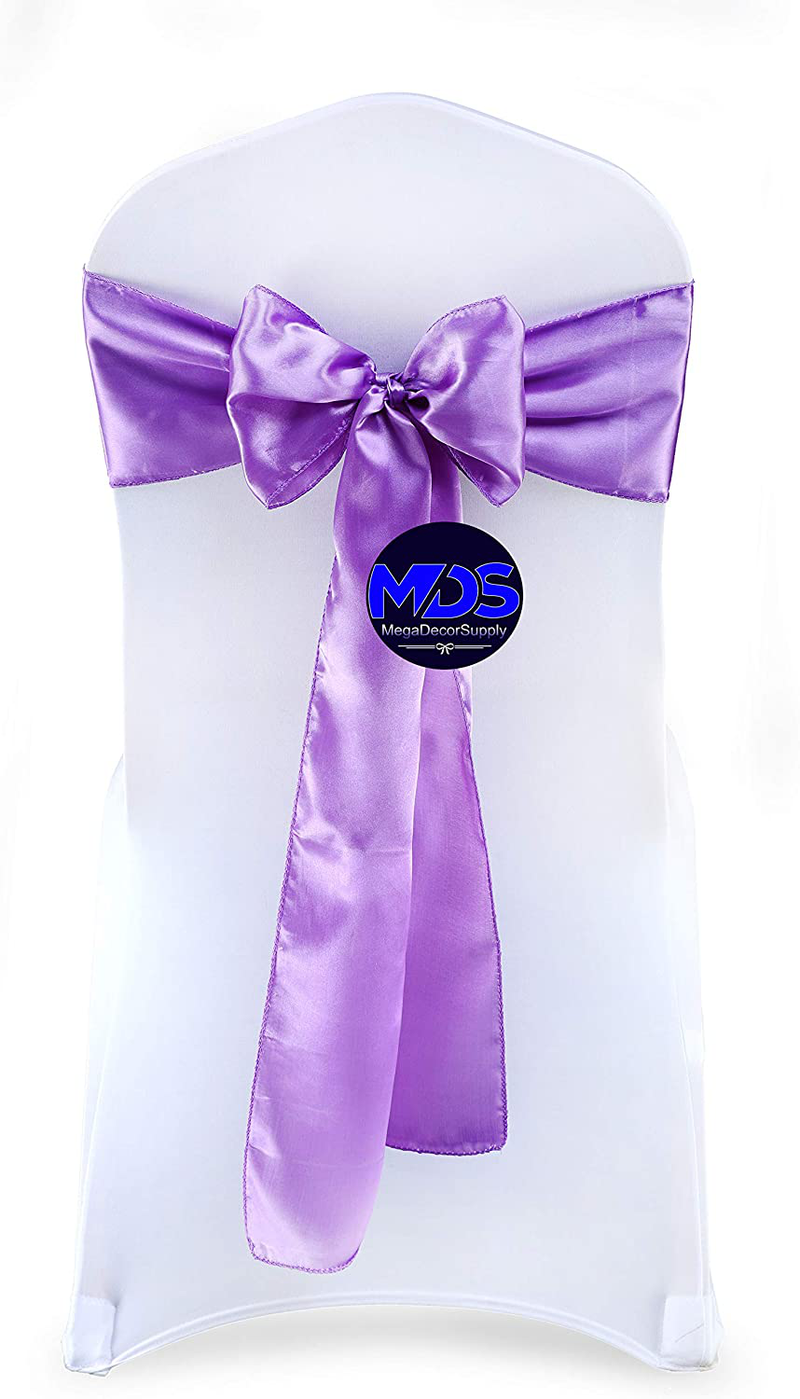 mds Pack of 25 Satin Chair Sashes Bow sash for Wedding and Events Supplies Party Decoration Chair Cover sash -Gold Arts & Entertainment > Party & Celebration > Party Supplies mds Lavender 25 