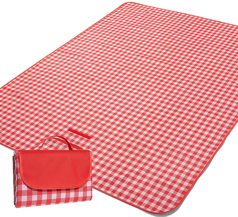 Picnic Blankets Waterproof Foldable 57 × 79 Inch , Beach Mat Sandproof, Large Outdoor Blanket Picnic Mat Portable,Used For Yoga, Camping Hiking Grass Travelling, Picnic Backpack Accessories(Red White) Home & Garden > Lawn & Garden > Outdoor Living > Outdoor Blankets > Picnic Blankets MAJITA 57 inch×79 inch  
