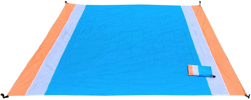 Houseen Beach Blanket Waterproof Sandproof with Storage Bag,82.68x78.74inch Picnic Blankets for 4-7 Adults,Oversized Lightweight Beach Mat, Foldable Portable for Travel, Camping, Hiking (Orange-Blue) Home & Garden > Lawn & Garden > Outdoor Living > Outdoor Blankets > Picnic Blankets HOUSEEN   