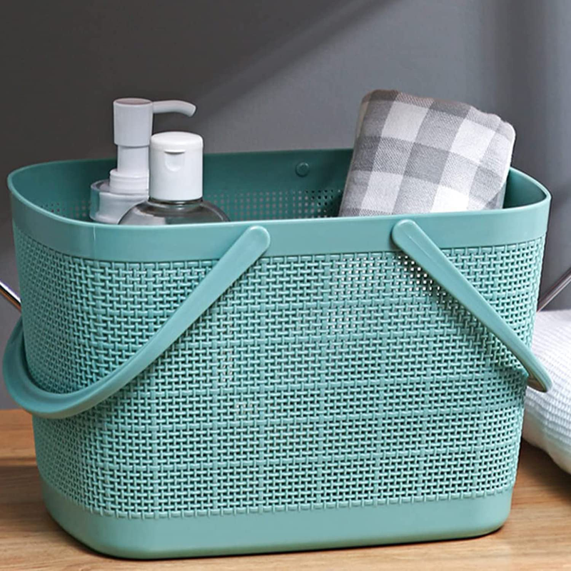 Portable Plastic Shower Caddy Baskets, Rattan Standing Storage Organizer Bins, Portable Shower Caddy Tote Bag with Handles, Hollow Cleaning Caddy with Holes for Bathroom, College Dorm, Kitchen, Home - Black Sporting Goods > Outdoor Recreation > Camping & Hiking > Portable Toilets & Showers HOUZHENG Finehole Blue  