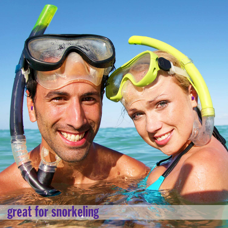Mack's AquaBlock Swimming Earplugs, 3 Pair - Comfortable, Waterproof, Reusable Silicone Ear Plugs for Swimming, Snorkeling, Showering, Surfing and Bathing (Purple)
