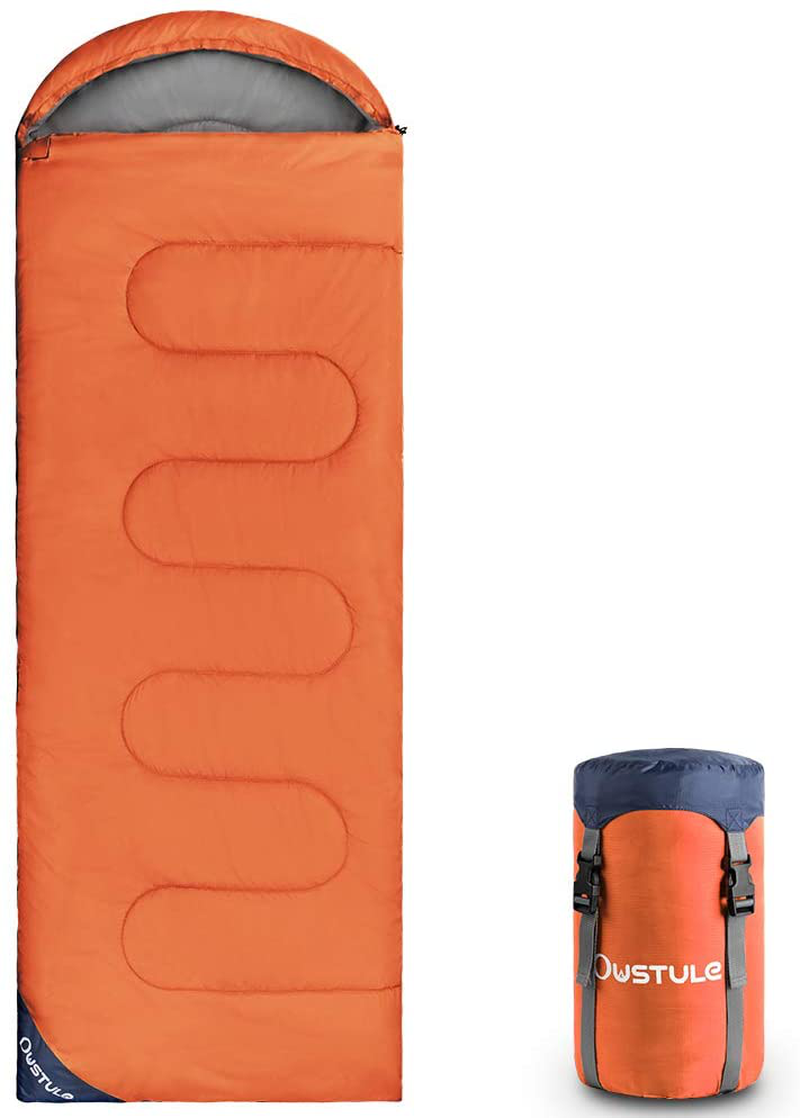 OUSTULE Camping Sleeping Bag -3 Season Warm & Cool Weather, Lightweight, Waterproof Indoor & Outdoor Use for Adults & Kids for Backpacking, Hiking, Traveling, Camping with Compression Sack Sporting Goods > Outdoor Recreation > Camping & Hiking > Sleeping Bags OUSTULE Orange-Pongee, >59°F  