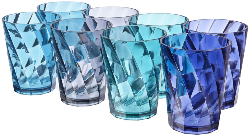 Optix 20-ounce Plastic Tumblers | set of 8 in 4 Coastal Colors Home & Garden > Kitchen & Dining > Tableware > Drinkware US Acrylic 14-ounce  