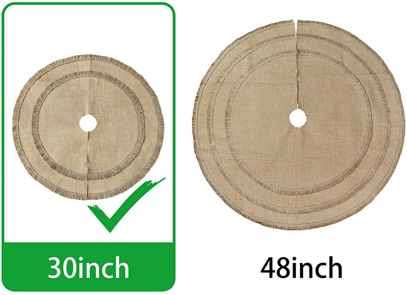 Ivenf Christmas Tree Skirt, 30 inches Small Natural Burlap Jute Plain with Tassels, Rustic Xmas Pencil Tree Holiday Decoration Home & Garden > Decor > Seasonal & Holiday Decorations > Christmas Tree Skirts Ivenf   