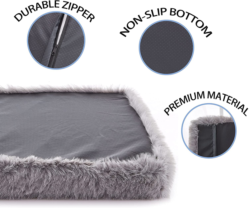 PETABBY Orthopedic Dog Bed for Large Dogs, Self-Warming Plush Dog Bed Mattress with Washable Removable Cover, Dog Bed Pillow Cushion with Waterproof Lining for Medium Jumbo Dog