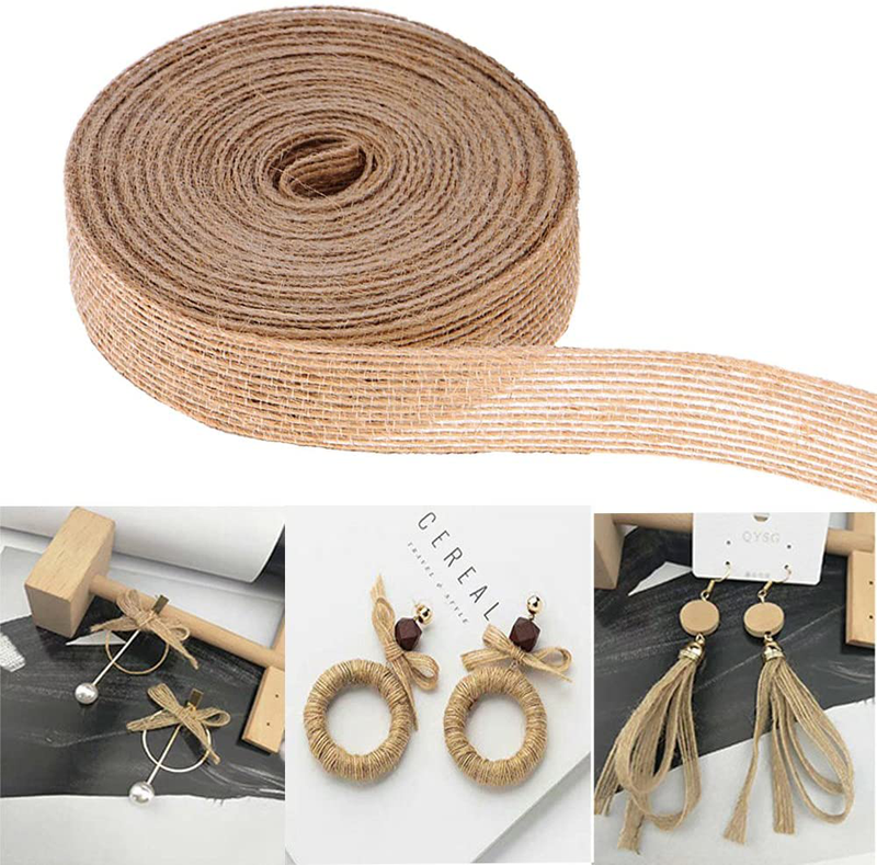 FOLAI 3 Rolls of Natural Burlap Fabric With Beautiful Burlap Ribbon Wedding Event Party And Home Decoration Long 10M Wide 2cm Each Roll Arts & Entertainment > Hobbies & Creative Arts > Arts & Crafts > Art & Crafting Materials > Embellishments & Trims > Ribbons & Trim FOLAI   
