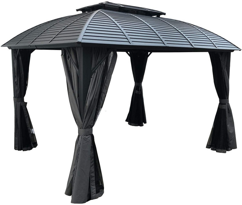 Kozyard 10Ftx12Ft Hardtop Aluminum Permanent Gazebo with a Mosquito Net Sidewall and Privacy Wall (Odyssey 10Ftx12Ft) Sporting Goods > Outdoor Recreation > Camping & Hiking > Mosquito Nets & Insect Screens Kozyard Odyssey 10ftx12ft  
