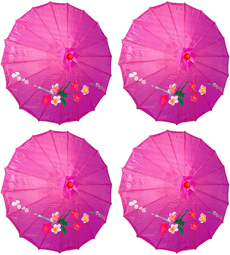 TJ Global PACK OF 4 Japanese Chinese Kids Size 22" Umbrella Parasol For Wedding Parties, Photography, Costumes, Cosplay, Decoration And Other Events - 4 Umbrellas (Blue) Home & Garden > Lawn & Garden > Outdoor Living > Outdoor Umbrella & Sunshade Accessories TJ Global Purple  