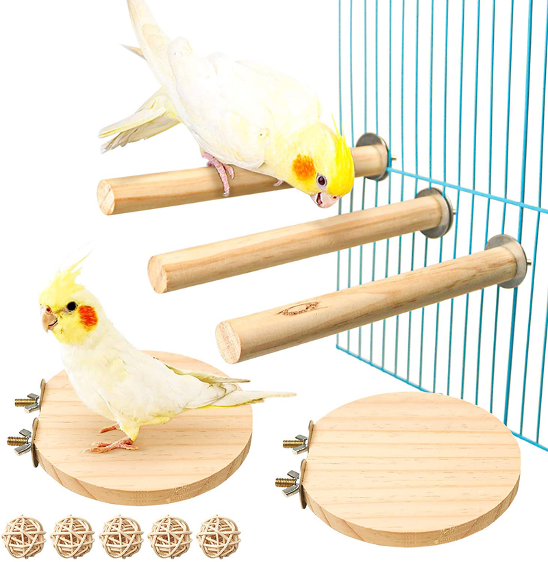 S-Mechanic Parrot Cage Perch Natural Wood Stand Perch for Small or Medium Parrots,Lovebird,Parakeet