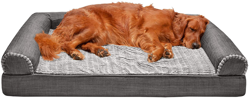 Furhaven Orthopedic, Cooling Gel, and Memory Foam Pet Beds for Small, Medium, and Large Dogs and Cats - Luxe Perfect Comfort Sofa Dog Bed, Performance Linen Sofa Dog Bed, and More Animals & Pet Supplies > Pet Supplies > Dog Supplies > Dog Beds Furhaven Faux Fur & Linen Charcoal Sofa Bed (Memory Foam) Jumbo (Pack of 1)