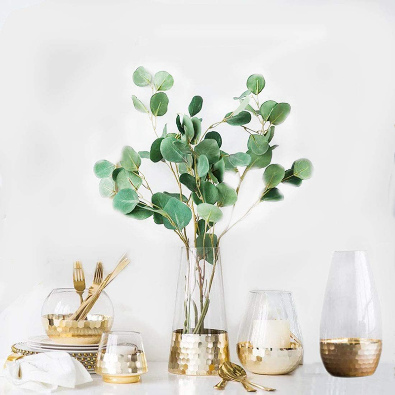 cyl home Vases Hurricane Candleholders Clear Glass Flower Vases with Golden Honeycomb Decor Dining Table Centerpieces Gifts for Wedding Housewarming Christmas Party，9.8'' H x 5.1'' D Home & Garden > Decor > Vases cyl home   