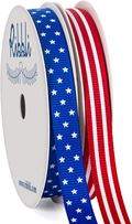 Ribbli 4 Rolls Patriotic Grosgrain Ribbon,3/8 Inches,Total 40 -Yards,Red/White/Blue/Navy,Stars and Stripes Ribbon,Use for Memorial Day, Veterans Day, 4th of July, President's Day, USA Decorations Arts & Entertainment > Hobbies & Creative Arts > Arts & Crafts > Art & Crafting Materials > Embellishments & Trims > Ribbons & Trim Ribbli #01 Patriotic 2 Rolls( 3/8" )  