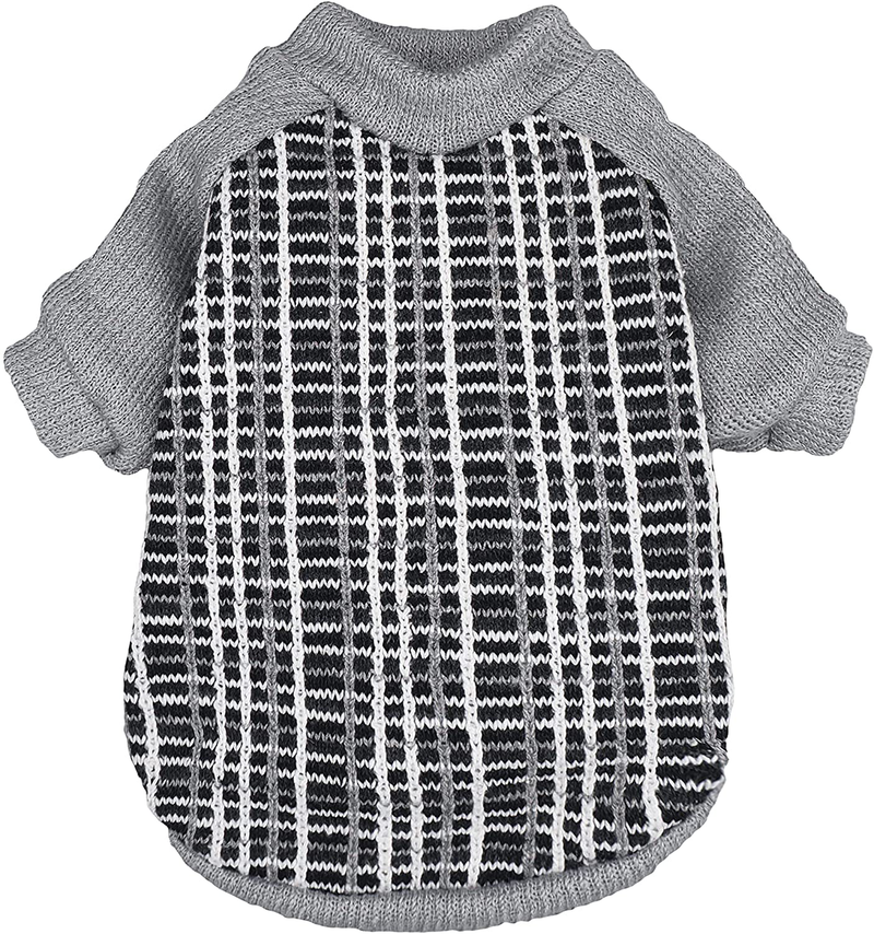 Fitwarm Dog Winter Sweater Knitwear Greygrids Pet Winter Clothes Doggie Outifts Thermal Clothes Grey Animals & Pet Supplies > Pet Supplies > Dog Supplies > Dog Apparel Fitwarm Grey Grids S 