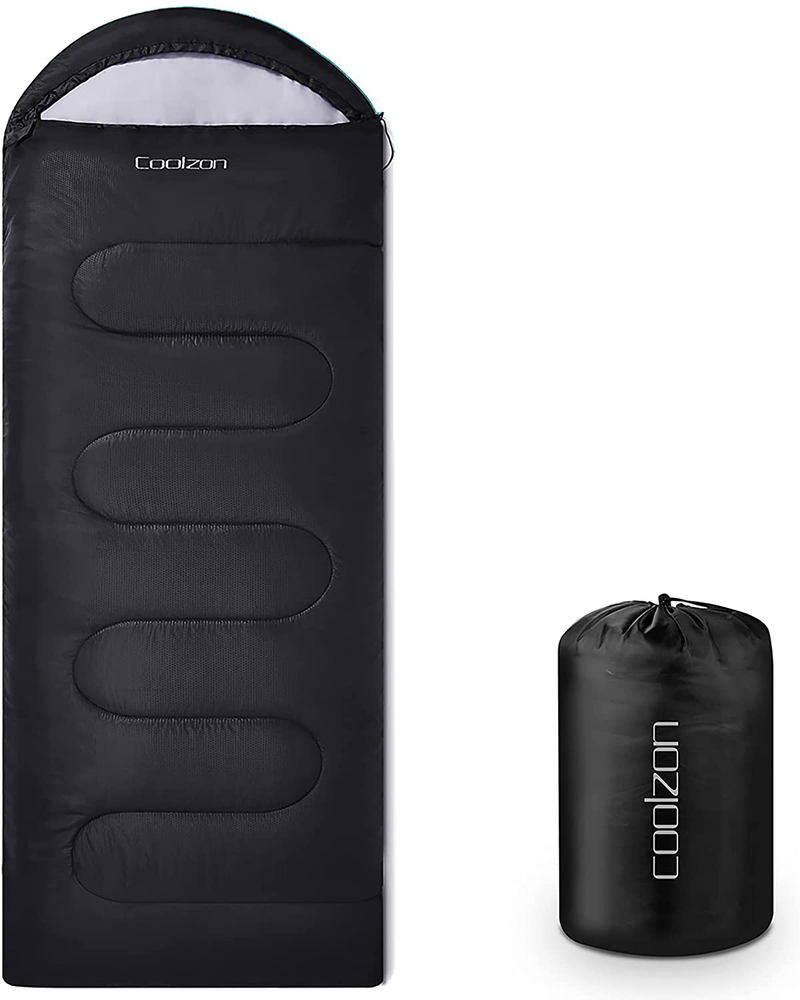 Coolzon Lightweight Backpacking Sleeping Bag for Adults Boys and Girls, Cold Weather Kids Sleeping Bag for All Season Hiking & Camping Sporting Goods > Outdoor Recreation > Camping & Hiking > Sleeping Bags Coolzon Black  