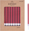 PHD CAKE 24-Count Colorful Long Thin Birthday Candles for Cake Party, Anniversary Cake Candles, Weddings Cake Decorations, Baby Shower Home & Garden > Decor > Home Fragrances > Candles PHD CAKE Red  