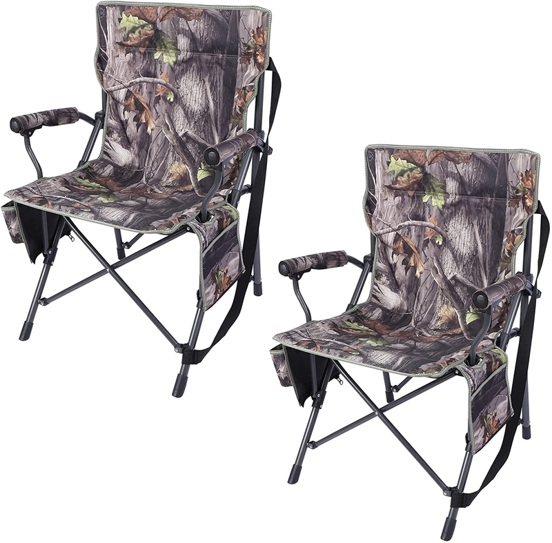 REDCAMP Oversized Folding Camping Chairs for Adults Heavy Duty 250/330/500Lb, Sturdy Steel Frame Portable Outdoor Sport Chairs with High Back and Hard Arms, Blue/Camouflage/Black Sporting Goods > Outdoor Recreation > Camping & Hiking > Camp Furniture REDCAMP Dark Camouflage 2-pack  