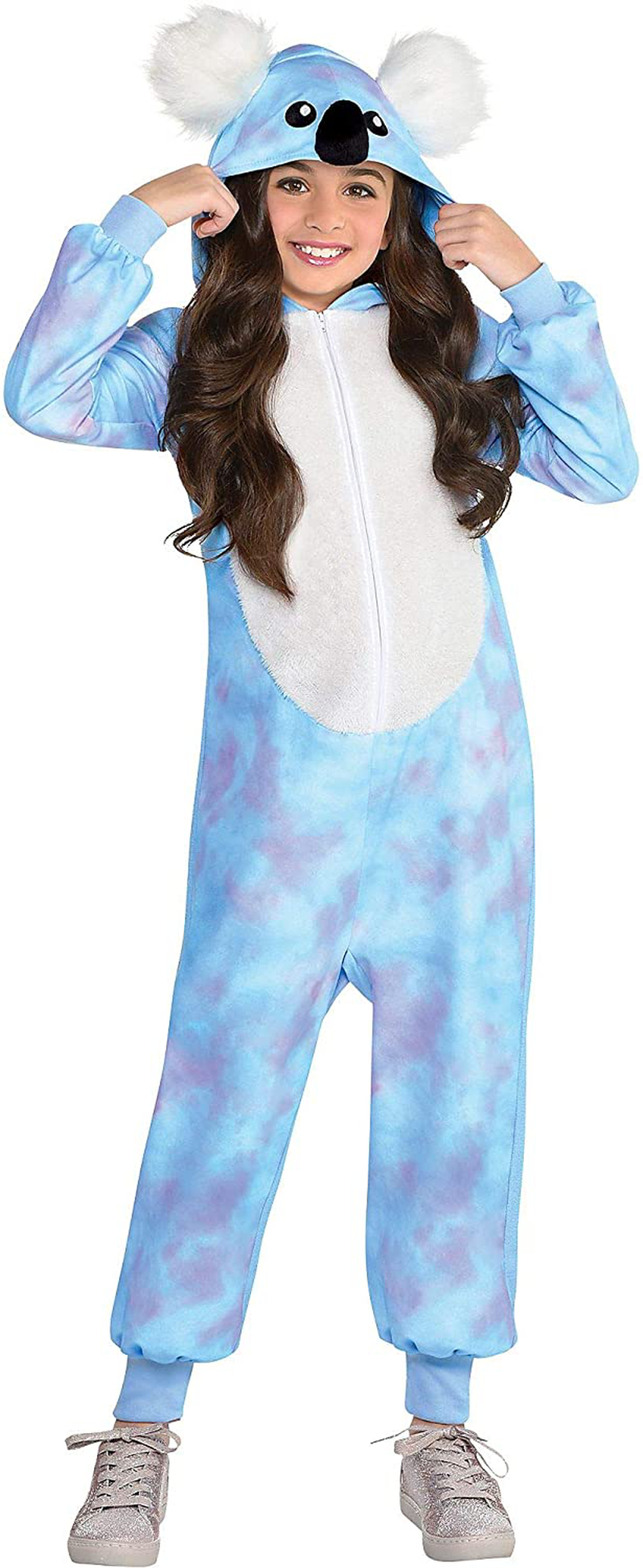 Party City Koala Zipster Halloween Costume for Girls, Plush Hooded Onesie, Blue and Purple