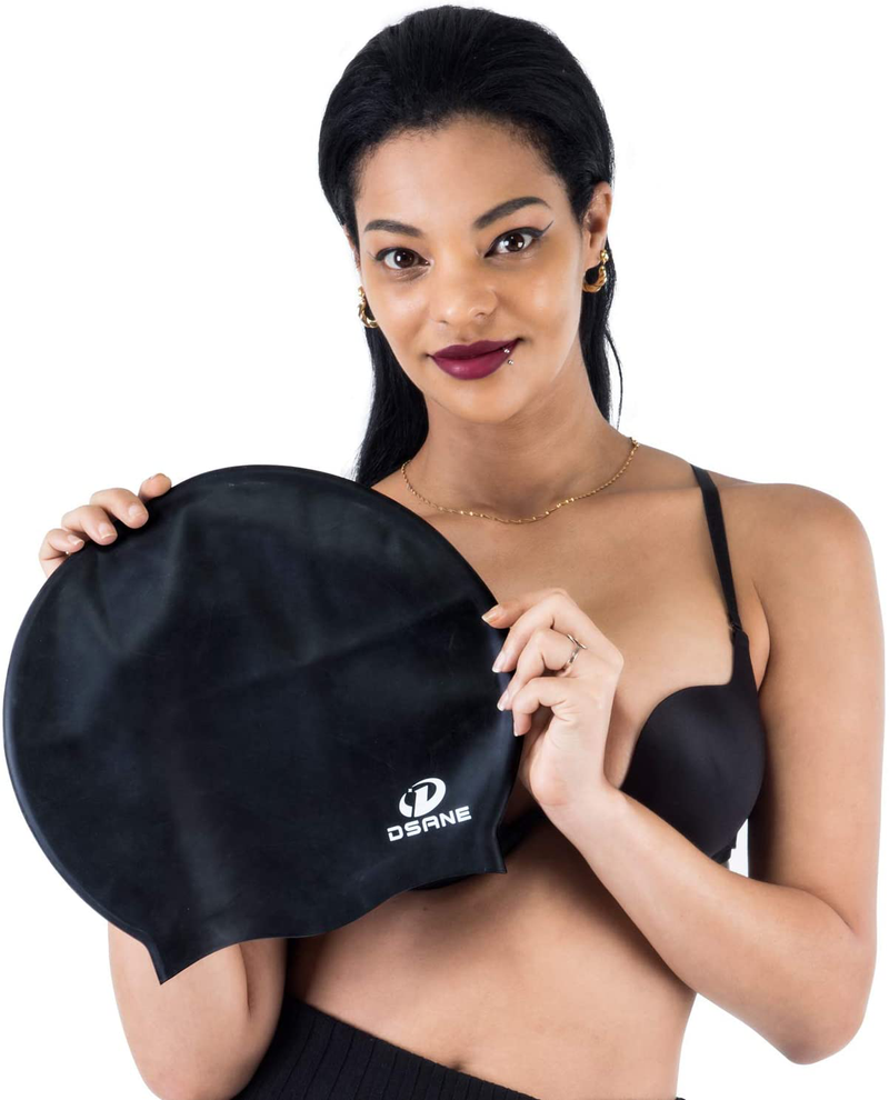 Dsane Extra Large Swimming Cap for Women and Men,Special Design Swim Cap for Very Long Thick Curly Hair&Dreadlocks Weaves Braids Afros Silicone Keep Your Hair Dry Sporting Goods > Outdoor Recreation > Boating & Water Sports > Swimming > Swim Caps Dsane   