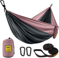 Puroma Camping Hammock Single & Double Portable Hammock Ultralight Nylon Parachute Hammocks with 2 Hanging Straps for Backpacking, Travel, Beach, Camping, Hiking, Backyard Home & Garden > Lawn & Garden > Outdoor Living > Hammocks Puroma Dark Grey & Rose Red Large 