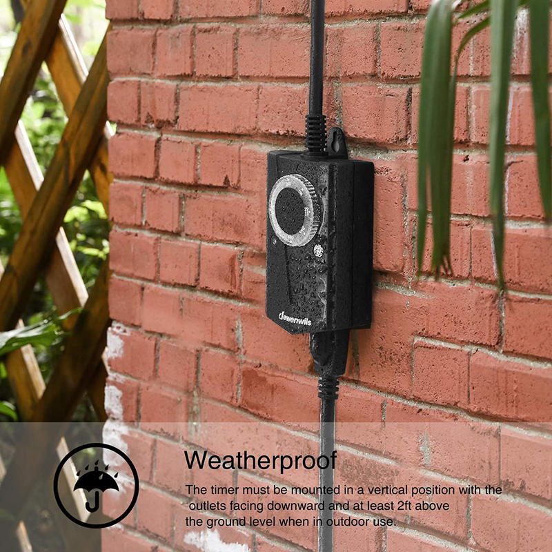 DEWENWILS Outdoor Light Timer, Weatherproof Dusk to Dawn Sensor Outlet Timer, 2 Grounded Electrical Outlet for Garden Holiday StringLandscape Light, 1/2HP, 15A, UL Listed