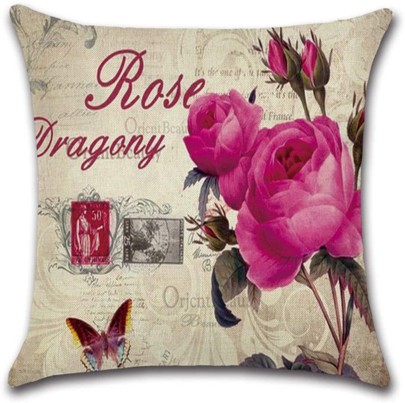 Tebery 6 Pack Vintage Flower Style Throw Pillow Covers Cases Cotton Linen Square Decorative Cushion Covers for Sofa,Couch - 18 X 18 Inches Home & Garden > Decor > Chair & Sofa Cushions Tebery   
