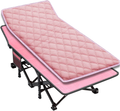 Slsy Folding Camping Cot, Folding Cot Camping Cot for Adults Portable Folding Outdoor Cot with Carry Bags for Outdoor Travel Camp Beach Vacation Sporting Goods > Outdoor Recreation > Camping & Hiking > Camp Furniture Slsy Pink W/ Pad 75" x 26" 