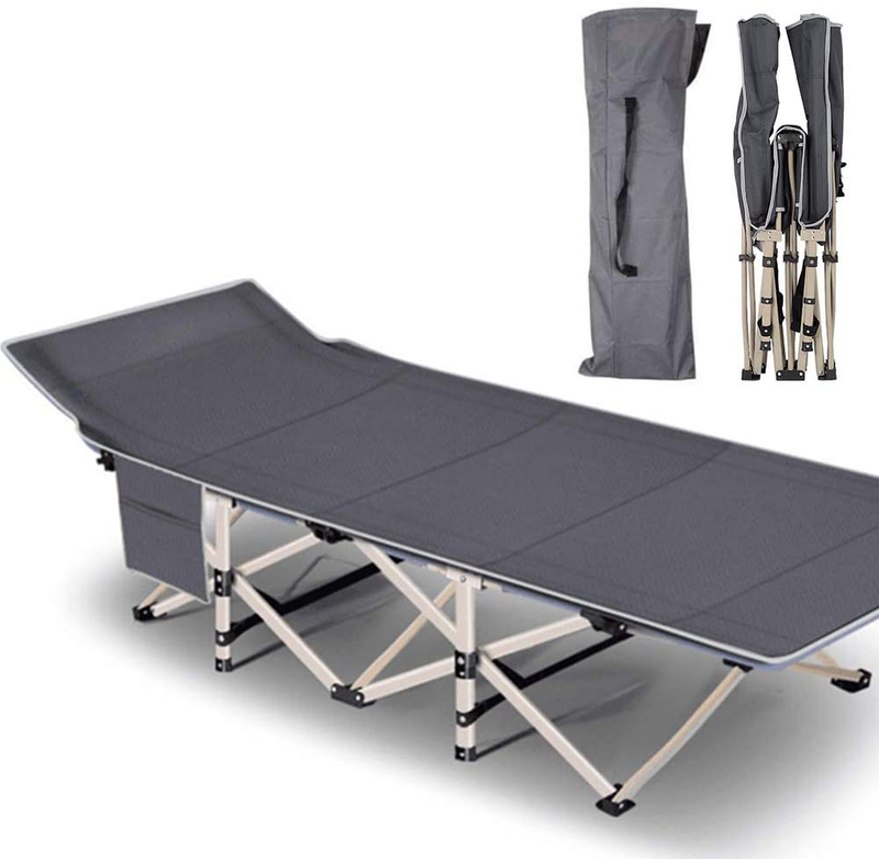 Folding Camping Cots for Adults Heavy Duty Cot with Carry Bag, Portable Durable Sleeping Bed for Camp Office Home Use Outdoor Cot Bed for Traveling (2Pack -Blue with Mattress) Sporting Goods > Outdoor Recreation > Camping & Hiking > Camp Furniture JOZTA Gray Without Mattress  