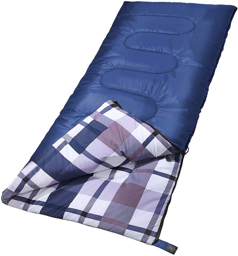 SONGMICS Sleeping Bag for Adults Boys and Girls, Washed Cotton Liner, Backpacking Hiking Camping, Warm and Cold Weather 3 Seasons, Ultralight Portable, Indoor and Outdoor, with Compression Sack Sporting Goods > Outdoor Recreation > Camping & Hiking > Sleeping Bags SONGMICS Royal Blue  