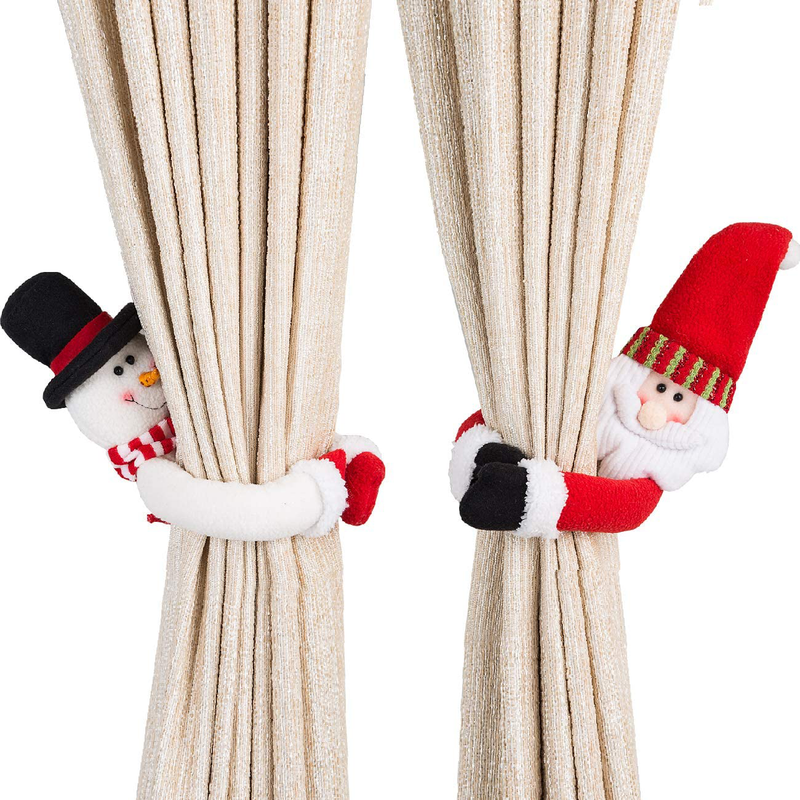 Ogrmar 2 Pack Christmas Curtain Buckle Doll Santa & Snowman Creative Curtain Tieback Hold Back Fastener,Christmas Wine Bottle Topper for Xmas Holiday Home Window Decorations Home & Garden > Decor > Seasonal & Holiday Decorations& Garden > Decor > Seasonal & Holiday Decorations Ogrmar   
