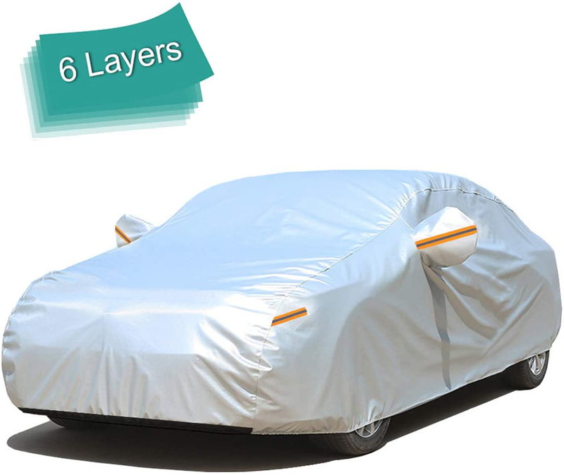 GUNHYI Car Cover Waterproof All Weather for Automobiles, 6 Layer Heavy Duty Outdoor Cover, Sun Rain Uv Protection, Fit Sedan (Length 182-191inch)  GUNHYI F2 - Fit Sedan length 182-191 inch  