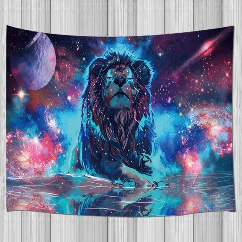 KOTOM Fantasy Tapestry, Universe Galaxy Lion Tapestry for Boys Bedroom, Blacklight Fabric Tapestry Wall Hanging for Bedroom Living Room Dorm Teens Room 71X60Inches Wall Blankets Home & Garden > Decor > Artwork > Decorative Tapestries KOTOM 71''W By 60''L  