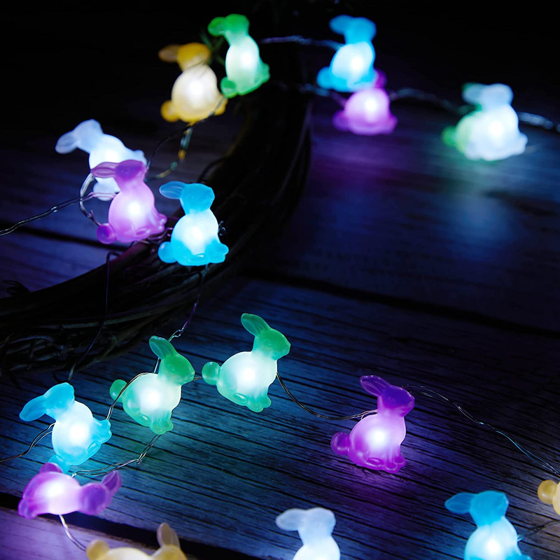 HOOJO 10 FT Easter Lights String, 40 LED Rabbit String Lights, Copper Wire Battery Operated Bunny Lights with 8 Modes Remote and Timer for Bedroom, Party, Birthday, Easter Decorations Outdoor Home & Garden > Decor > Seasonal & Holiday Decorations HOOJO   