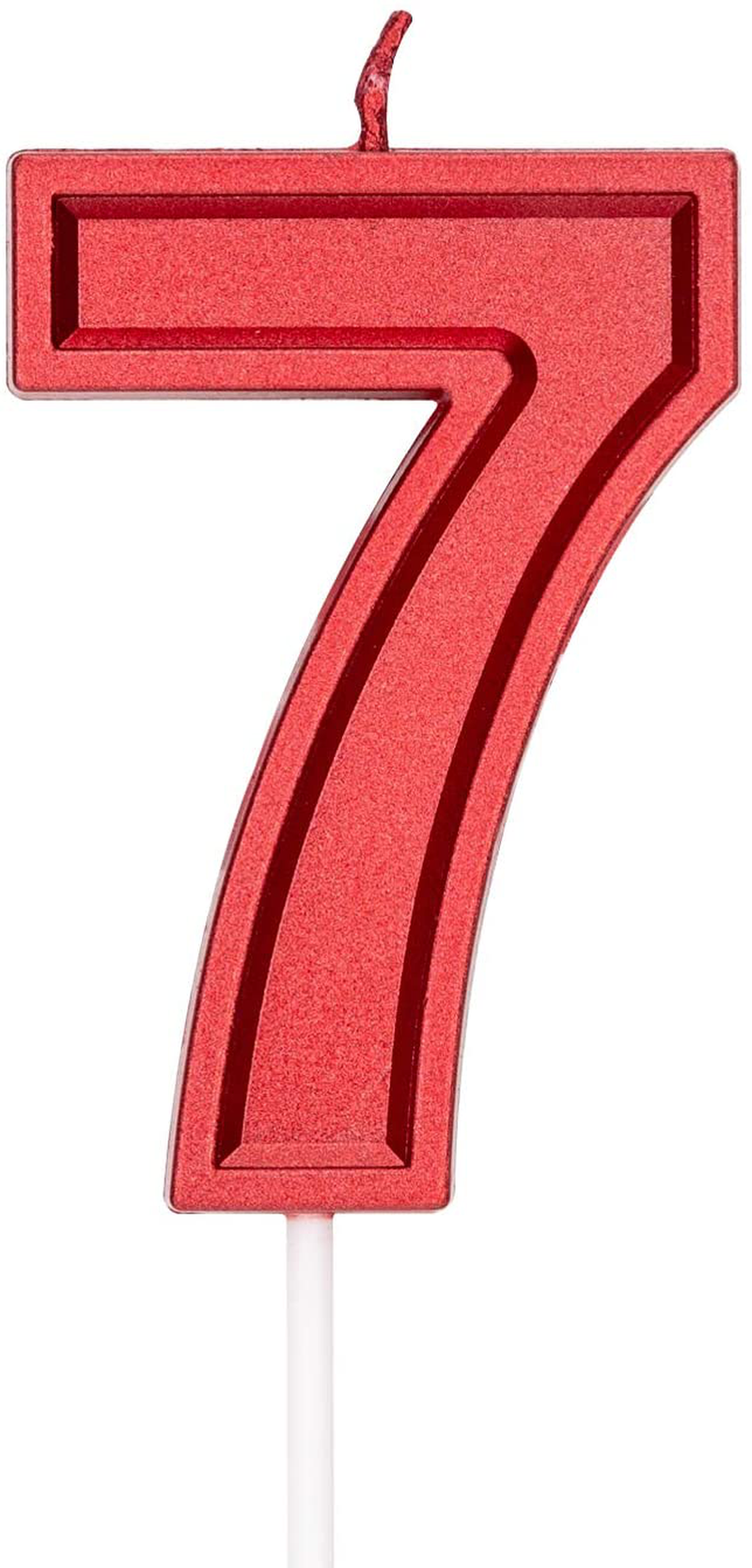 LUTER 2.76 Inch Red Glitter Happy Birthday Cake Candles Number Candles Birthday Candle Cake Topper Decoration for Party Kids Adults (Number 0) Home & Garden > Decor > Home Fragrances > Candles LUTER Number 7  