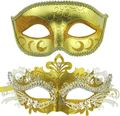 Couple Masquerade Metal Masks Venetian Halloween Costume Mask Mardi Gras Mask Apparel & Accessories > Costumes & Accessories > Masks Coddsmz Gold+gold  