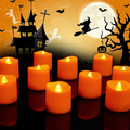 Homemory 24Pack Color Changing Flameless LED Votive Candles, Battery Operated Tealights, Electric Fake Candles in Multi-Colored for Party, Halloween, Table Decorations (White Base, Battery Include) Home & Garden > Decor > Home Fragrances > Candles Homemory Orange  