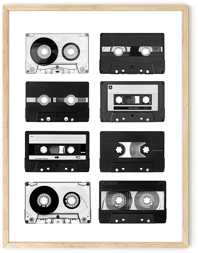 Smiley Face Posters White Wavy Smiley - by Haus and Hues | Cool Posters for Room Aesthetic Dope Paintings Edgy Poster Black and White Prints Wall Art Aesthetic, Trendy Wall Art UNFRAMED 12” X 16” Home & Garden > Decor > Artwork > Posters, Prints, & Visual Artwork HAUS AND HUES Cassette Tape 12x16 Beige Framed 