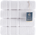 Qute Home 4-Piece Bath Towels Set, 100% Turkish Cotton Premium Quality Towels for Bathroom, Quick Dry Soft and Absorbent Turkish Towel Perfect for Daily Use, Set Includes 4 Bath Towels (White)