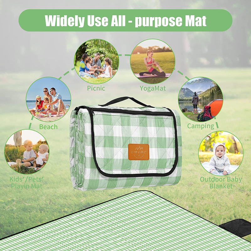 OMVMO Extra Large Picnic & Beach Blanket ,80''x80'' 3 Layers Waterproof Sandproof Windproof Foldable Outdoor Picnic Blankets Mat for Beach Camping on Grass (with a Zipper Pocket & 8 Stakes) Home & Garden > Lawn & Garden > Outdoor Living > Outdoor Blankets > Picnic Blankets OMVMO   