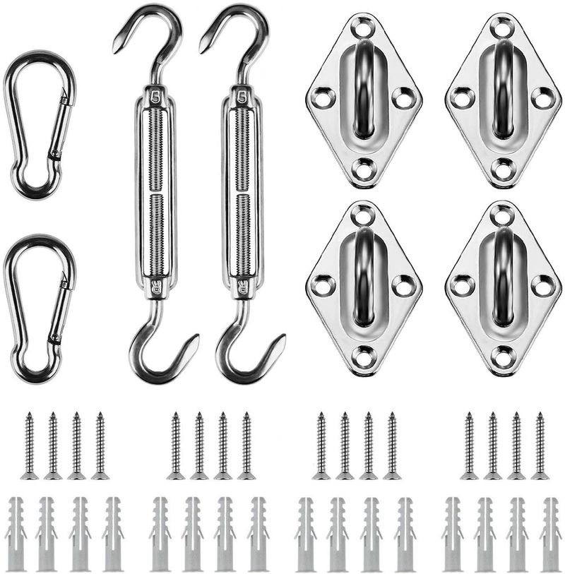 Shade&Beyond 316 Marine Grade Shade Sail Hardware Kit 5 inch for Rectangle and Square Sun Shade Sails Installation, 24 Pcs Home & Garden > Lawn & Garden > Outdoor Living > Outdoor Umbrella & Sunshade Accessories Shade&Beyond 5 INCH  
