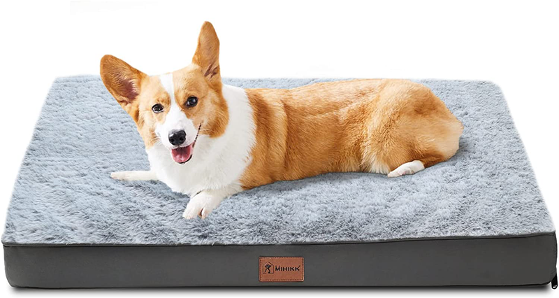 MIHIKK Orthopedic Dog Bed for Medium, Large Dogs, Egg-Crate Foam Dog Bed with Removable Waterproof Cover, Pet Bed Machine Washable Animals & Pet Supplies > Pet Supplies > Dog Supplies > Dog Beds MIHIKK Grey 41 x 30 x 4 inch 