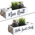 Nice Butt Bathroom Decor Box - Hello Sweet Cheeks Farmhouse Home Toilet Paper Holder - Wooden Rustic Black and White Storage Basket With Funny Phrases - Cute Organization Tray for Restroom Accessories Home & Garden > Decor > Seasonal & Holiday Decorations Beedecor White  