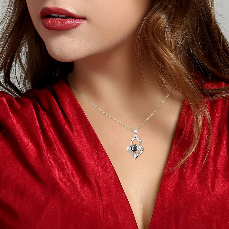 Likeny Valentines Day Gifts for Her, Preserved Rose Love You 925 Sterling Silver Necklace Valentines/Birthday for Girlfriends/Women/Her/Mom