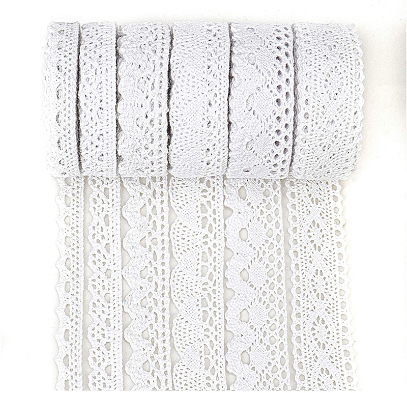 IDONGCAI Lace Ribbon for Crafts Lace Sewing Trims-Ribbon Lace for Bridal Wedding Decoration Valentine's Day Package DIY Sewing Craft Supply Mix 40 Yards (5 Yard Each) Arts & Entertainment > Hobbies & Creative Arts > Arts & Crafts IDONGCAI White  