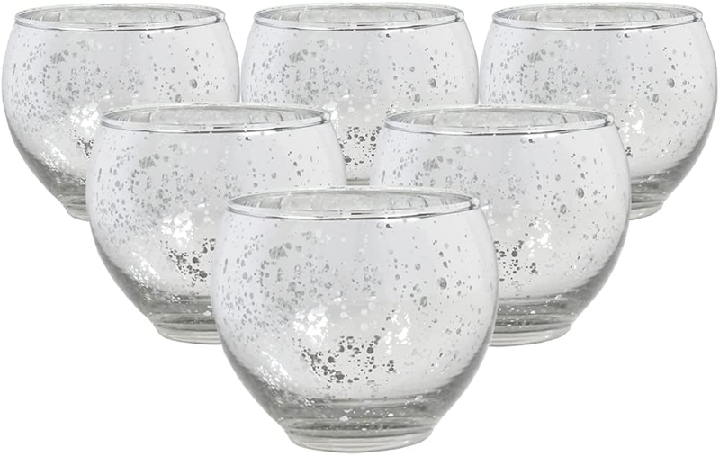 Just Artifacts 2.75-Inch Speckled Ovoid Mercury Glass Votive Candle Holder (12pc, Silver) Home & Garden > Decor > Home Fragrance Accessories > Candle Holders Just Artifacts Silver 6 