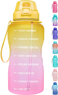 Fidus Large 1 Gallon/128oz Motivational Water Bottle with Time Marker & Straw,Leakproof Tritan BPA Free Water Jug,Ensure You Drink Enough Water Daily for Fitness,Gym and Outdoor Sports Sporting Goods > Outdoor Recreation > Winter Sports & Activities Fidus A6-Yellow/Pink Gradient 1 Gallon 