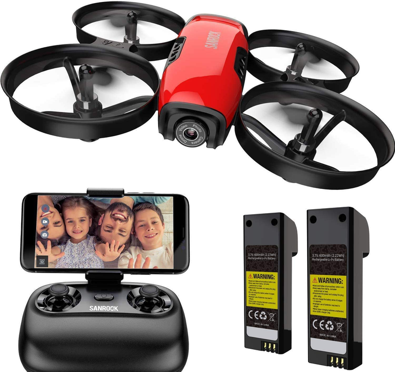 SANROCK U61W Drones for Kids with 720P HD Camera, Mini Drone WiFi FPV RC Quadcopter for Beginners, Route Making, Headless Mode, One-Key Start, Emergency Stop, Great Gift for Boys Girls, 2 Batteries Cameras & Optics > Cameras > Film Cameras SANROCK Default Title  