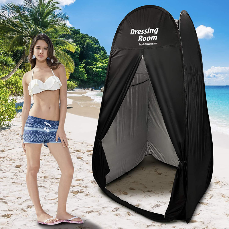 Easygoproducts Portable Changing Dressing Room Pop up Shelter for Outdoors Beach Area Grass Shower Room Equipped with Portable Carrying Case. Great for Clothing Companies, Black Sporting Goods > Outdoor Recreation > Camping & Hiking > Portable Toilets & ShowersSporting Goods > Outdoor Recreation > Camping & Hiking > Portable Toilets & Showers EasyGoProducts   